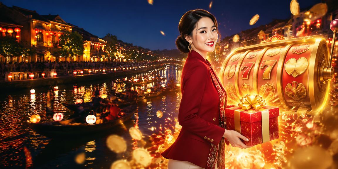 Người chơi slot game tại lễ hội đèn lồng Hội An Việt Nam