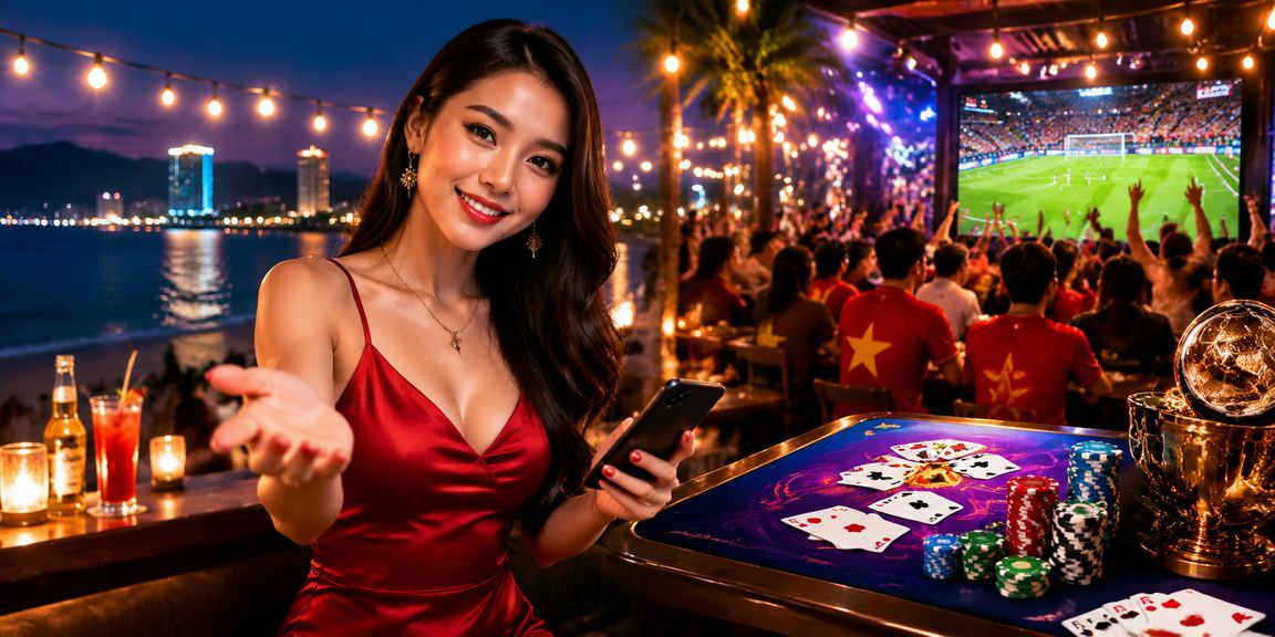 Người chơi thư giãn với trò chơi bài tại bãi biển Phú Quốc – minh họa casino trên hl2