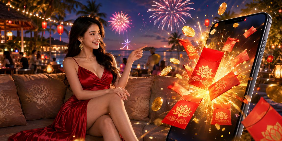 Người chơi nhận thưởng bao lì xì dịp Tết tại bãi biển Phú Quốc